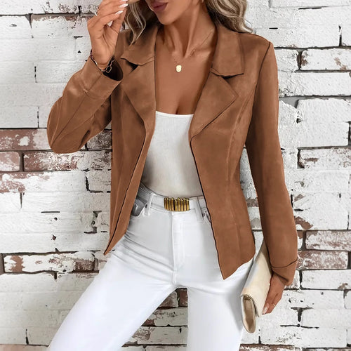 Damen elegante Wildlederjacke mit modernem Schnitt Drune