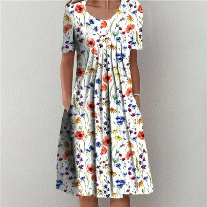 Damen Midi-Kleid mit elastischem Bund und seitlichen Taschen Drune