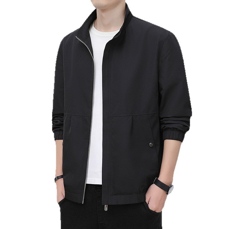 Herren Leichte Urban-Windjacke mit Stehkragen, Reißverschluss und elastischen Bündchen Drune