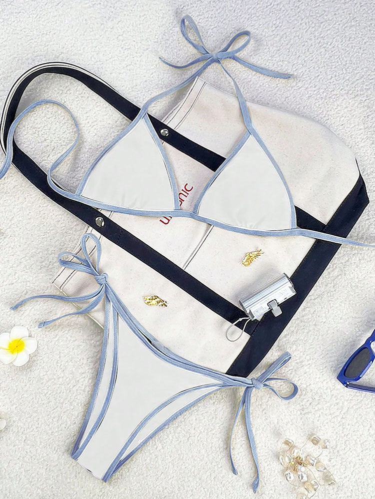 Damen Triangel-Bikini mit verspielten Schleifendetails Drune