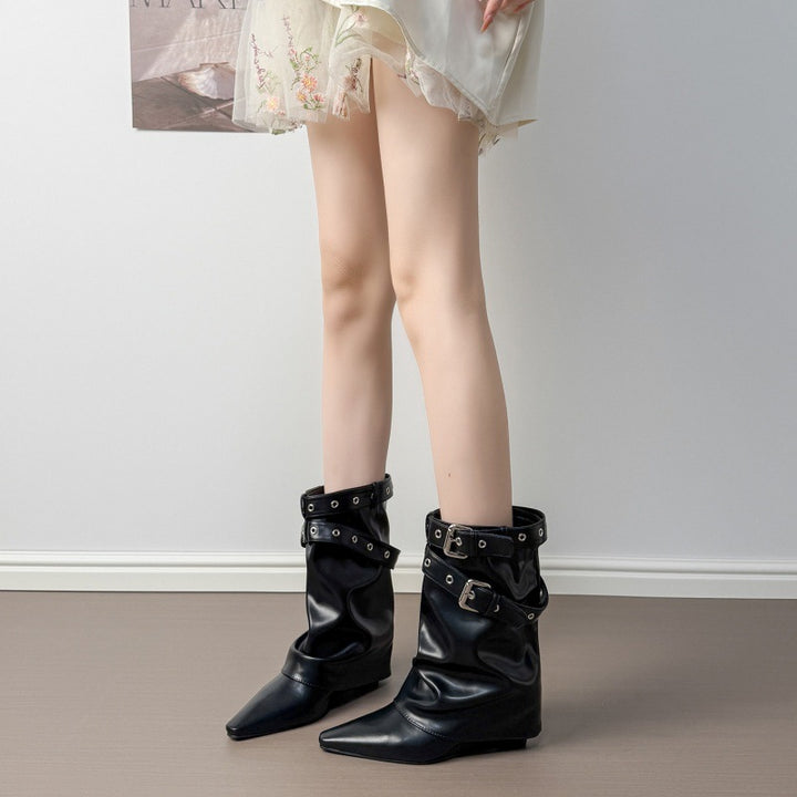 Damen Modische und elegante Knöchelstiefel Drune