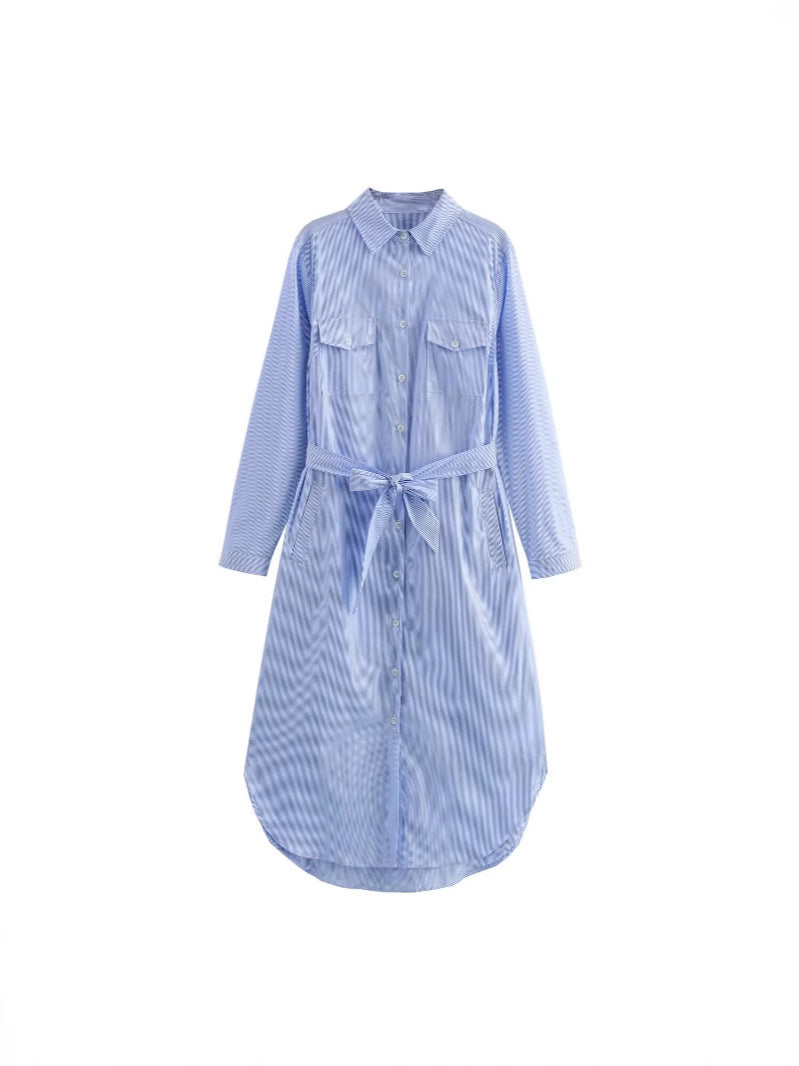 Damen Hemdblusenkleid mit verstellbarem Gürtel Drune