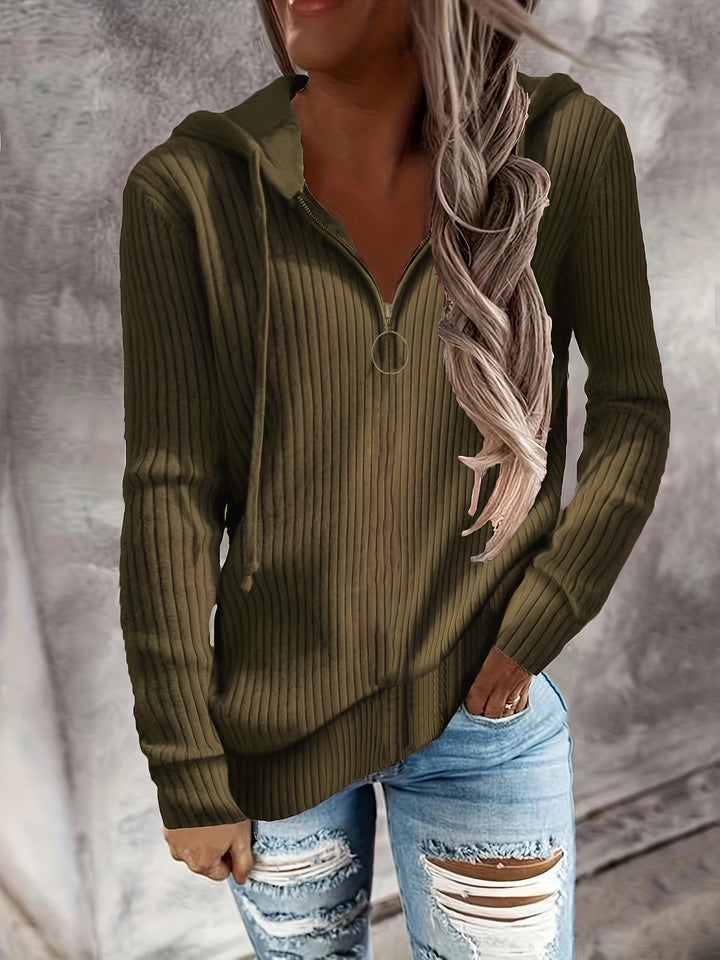Damen Kapuzenpullover im eleganten Rippdesign mit praktischem Reißverschluss Drune