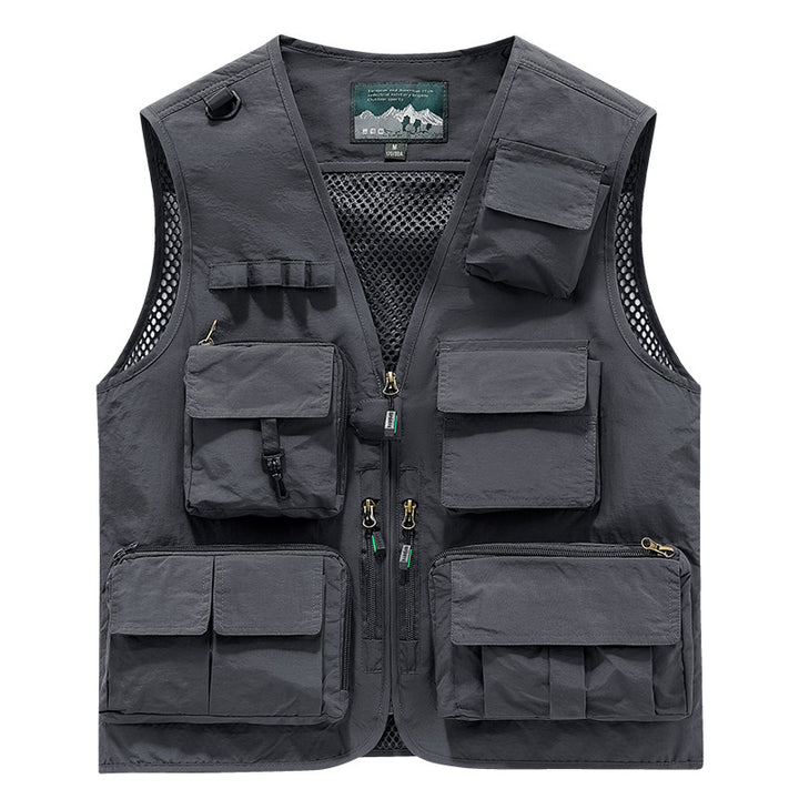 Herren Multifunktionale Outdoor-Utility‑Weste mit Mesh‑Innenfutter und zahlreichen Taschen Drune