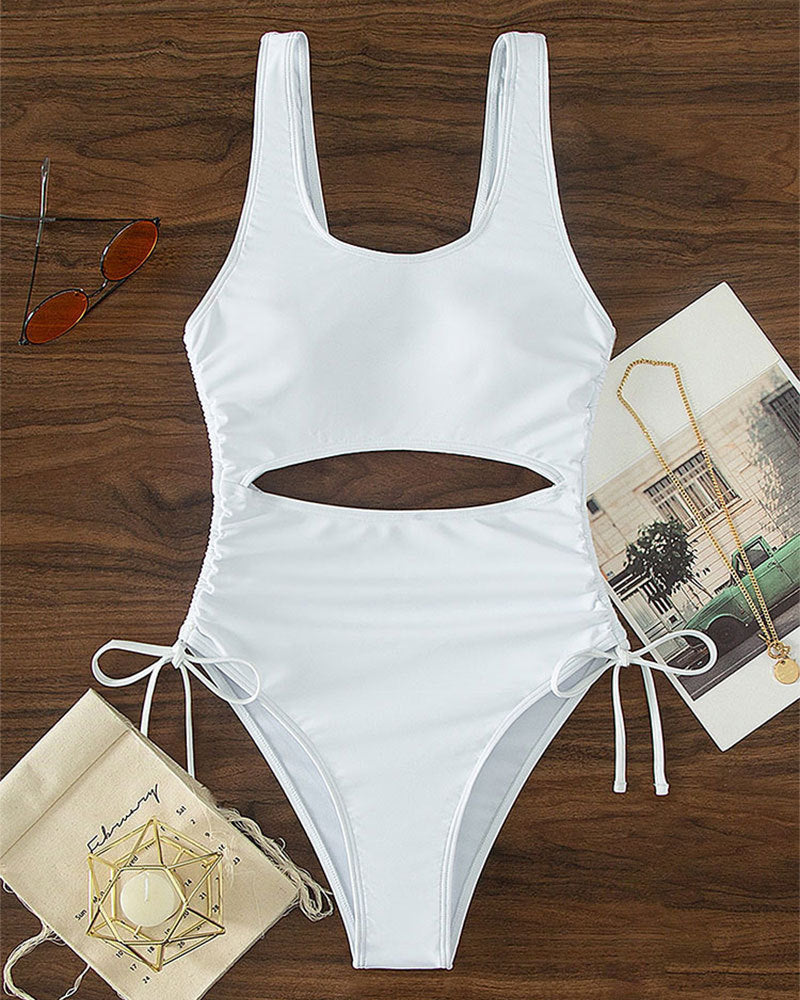 Damen Einteiliger Badeanzug mit raffiniertem Cut-Out und Schnürdetail Drune