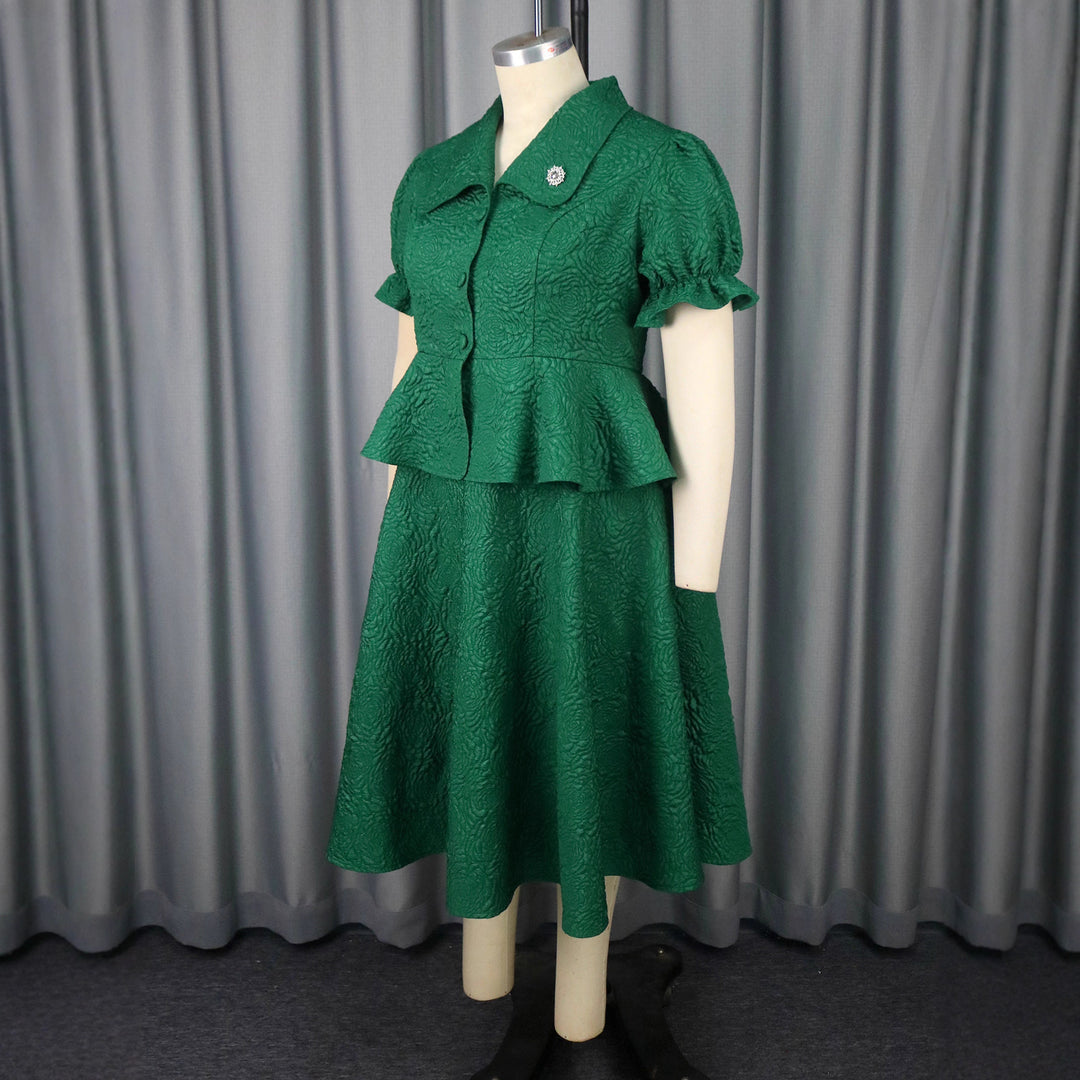 Damen elegantes Kleid mit Vintage-Details und voluminösem Rock Drune
