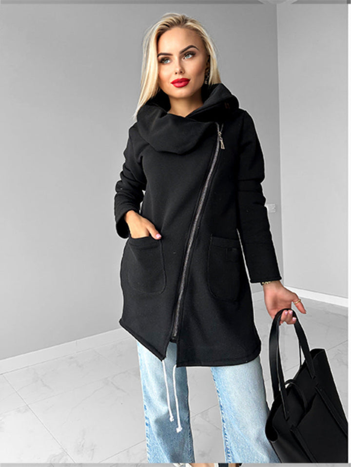 Drune | Reißverschluss Revers Mid Length Fleece Sweatshirt Jacke