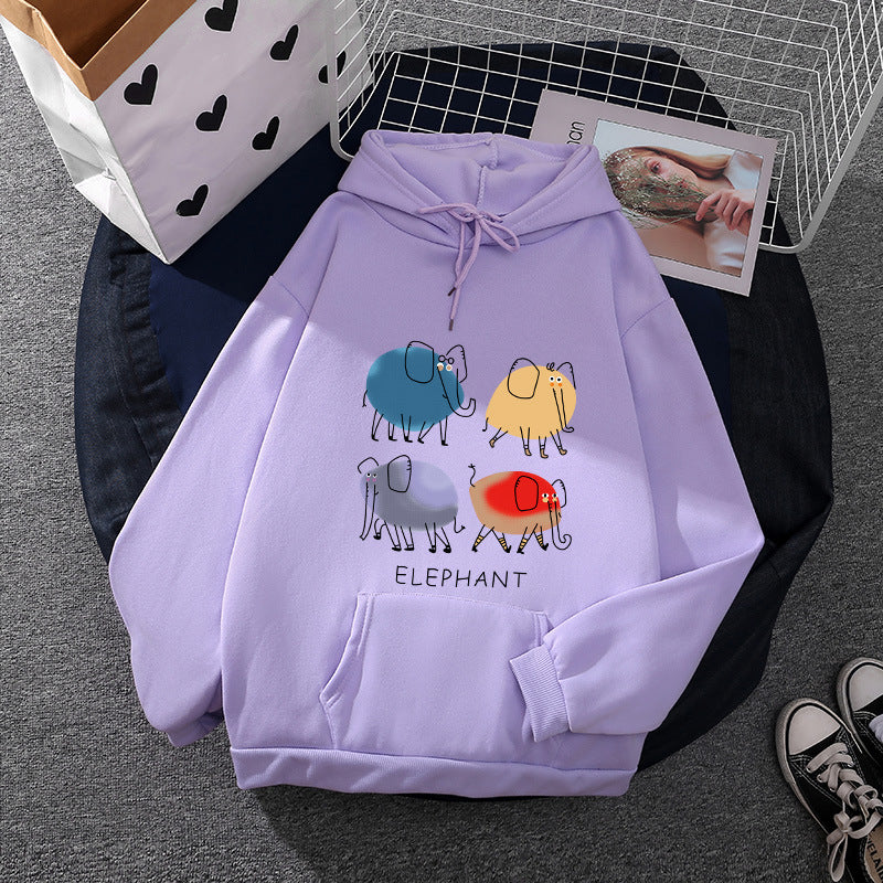 Damen nan Kapuzenpullover mit minimalistischer Grafik, lockerer Oversize-Passform und Kängurutasche Drune