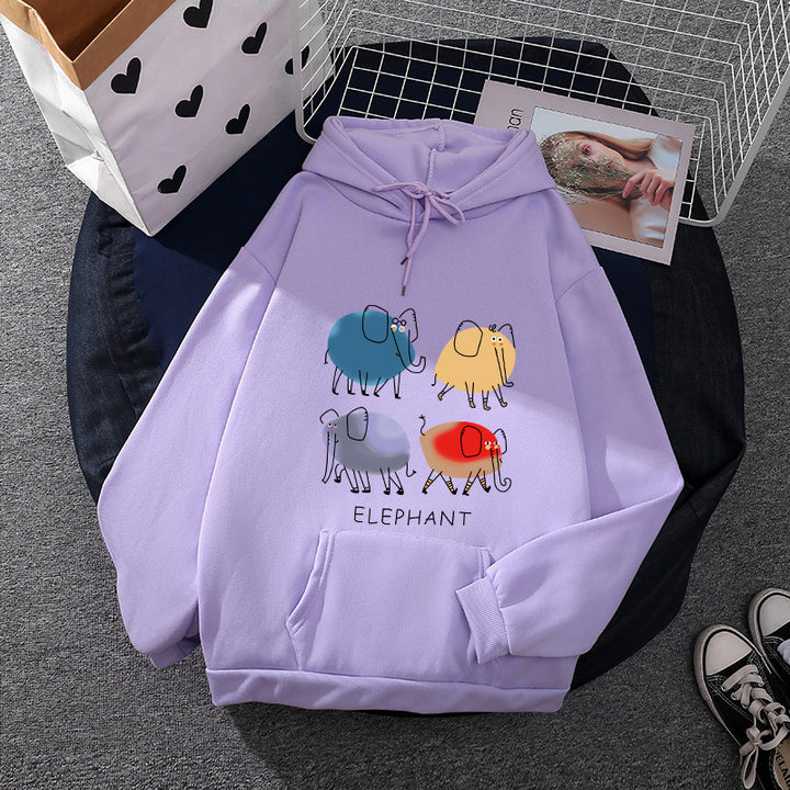 Damen nan Kapuzenpullover mit minimalistischer Grafik, lockerer Oversize-Passform und Kängurutasche Drune