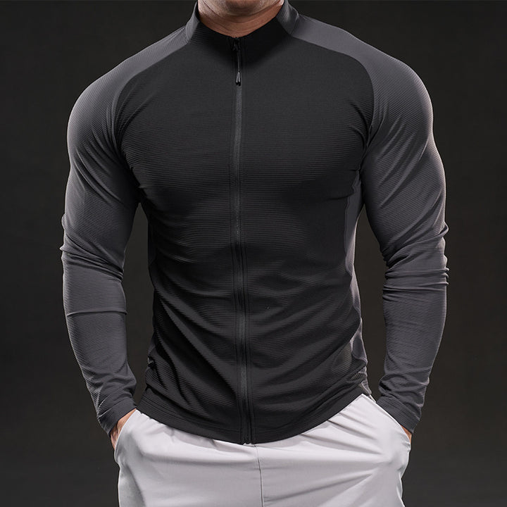Herren Slim‑Fit Performance‑Trainingsshirt mit durchgehendem Reißverschluss und Raglanärmeln Drune