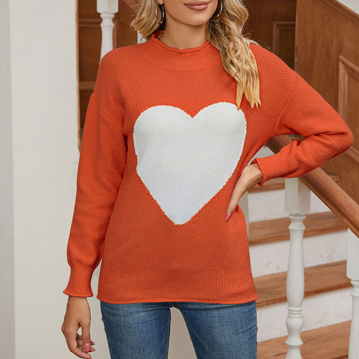 Damen modischer Pullover mit Herz-Print Drune