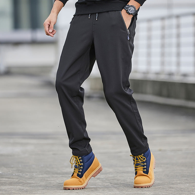 Herren Technische Softshell-Jogginghose mit wasserabweisender Membran, Reißverschlusstaschen und elastischem Kordelbund Drune