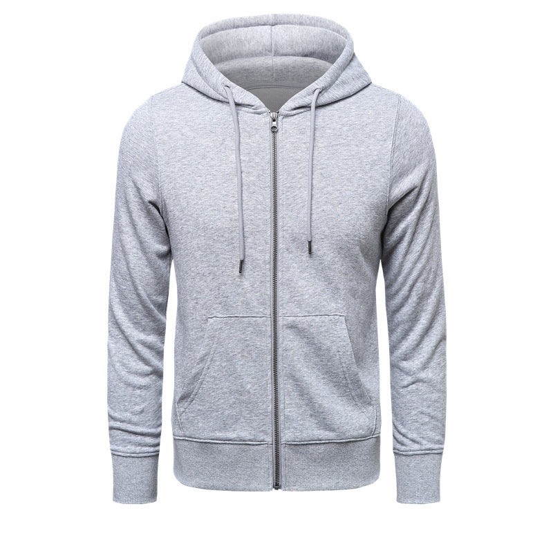 Herren nan schmal geschnittener Zip-Hoodie mit Metall-Reißverschluss, doppellagiger Kapuze und Kängurutasche Drune