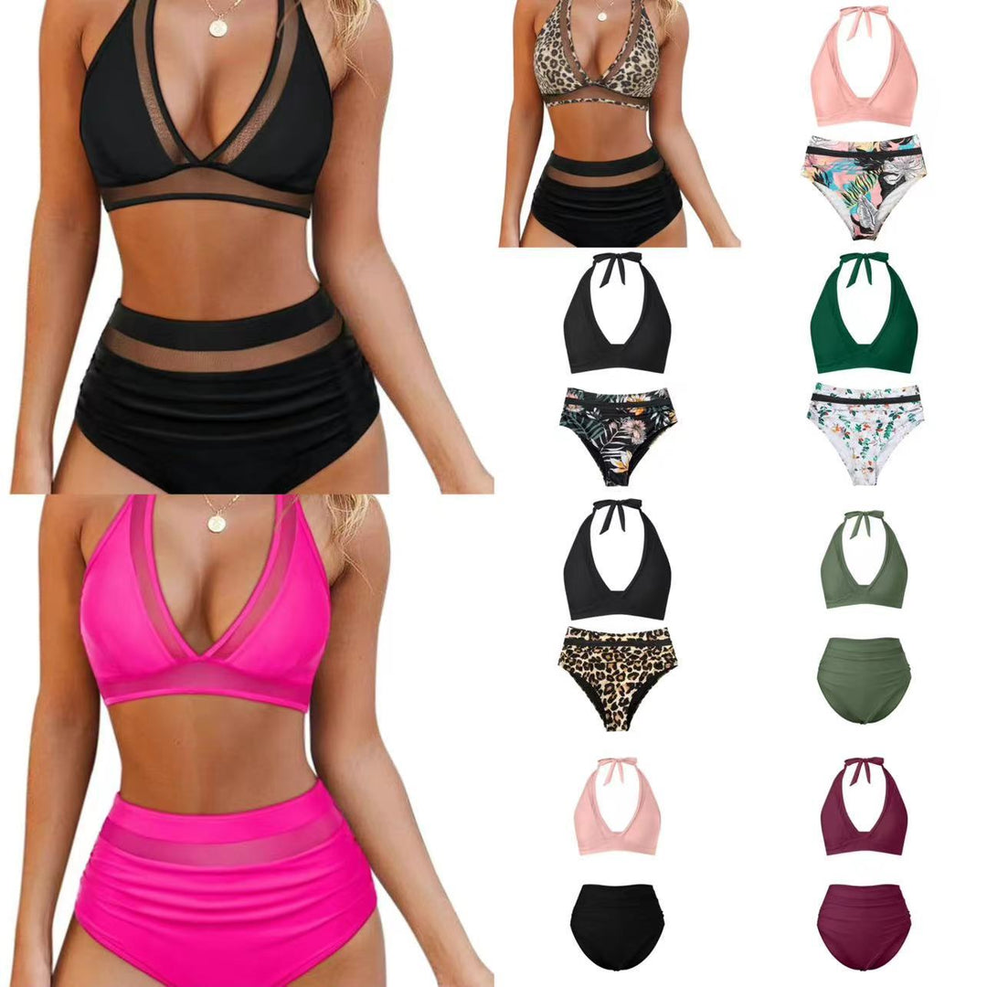 Damen Hochtailliertes Bademoden-Set mit stylischem Haltertop Drune