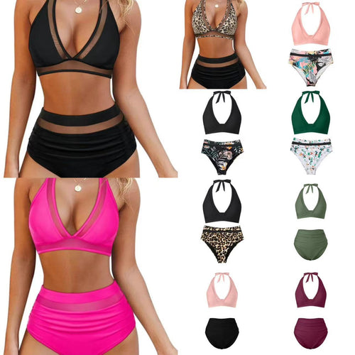Damen Hochtailliertes Bademoden-Set mit stylischem Haltertop Drune