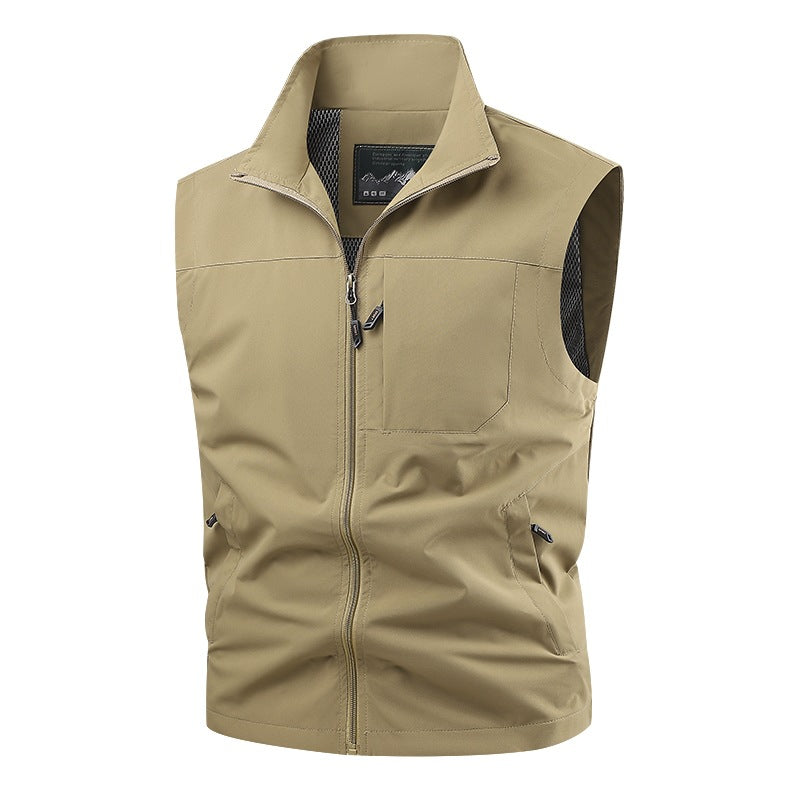 Herren Softshell-Tactical-Weste mit atmungsaktivem Mesh-Futter und Reißverschlusstaschen Drune