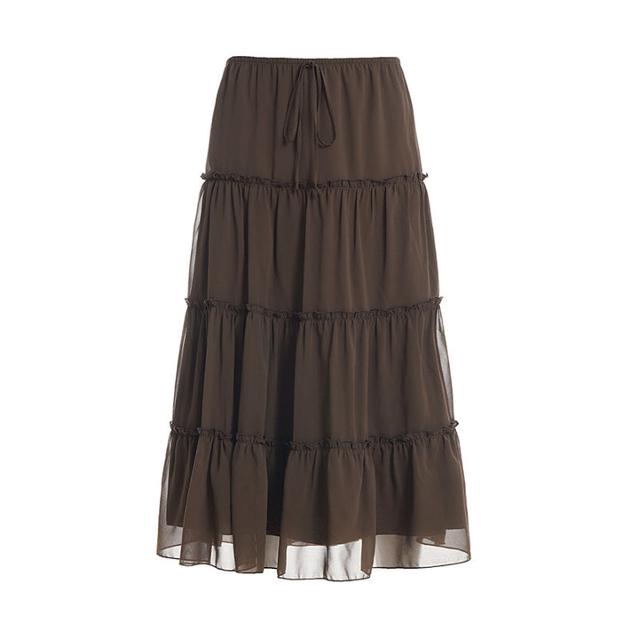 Damen Stufenrock aus Chiffon mit elastischem Bund und BindDruneand Drune