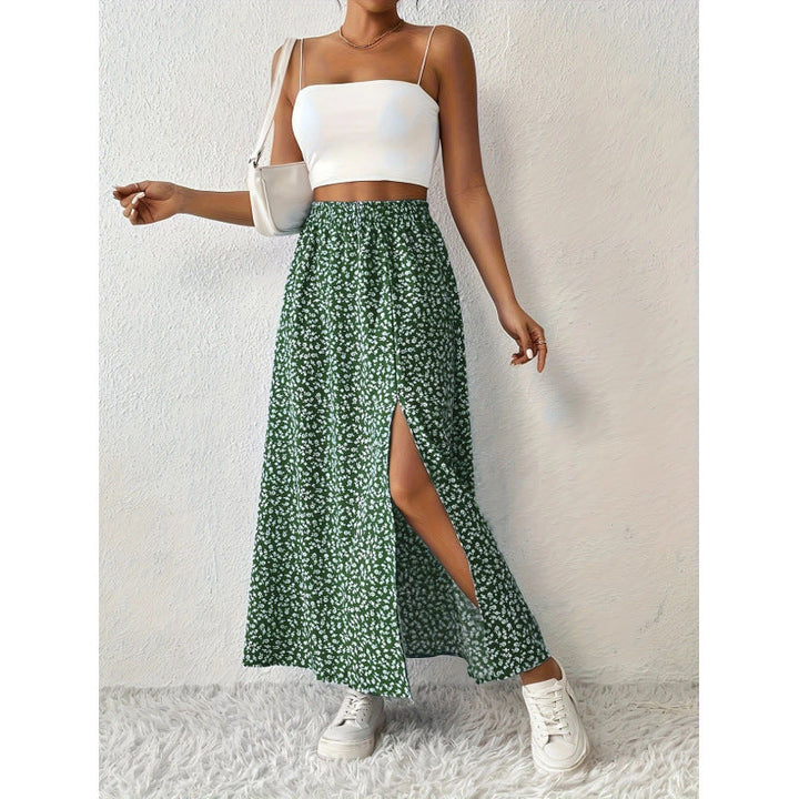 Damen Maxirock mit floralem Muster und seitlichem Schlitz Drune