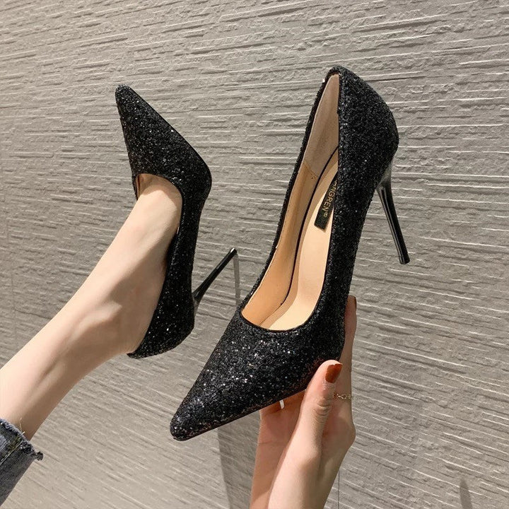 Damen glamouröse High-Heels mit funkelndem Obermaterial und Stiletto-Absatz Drune