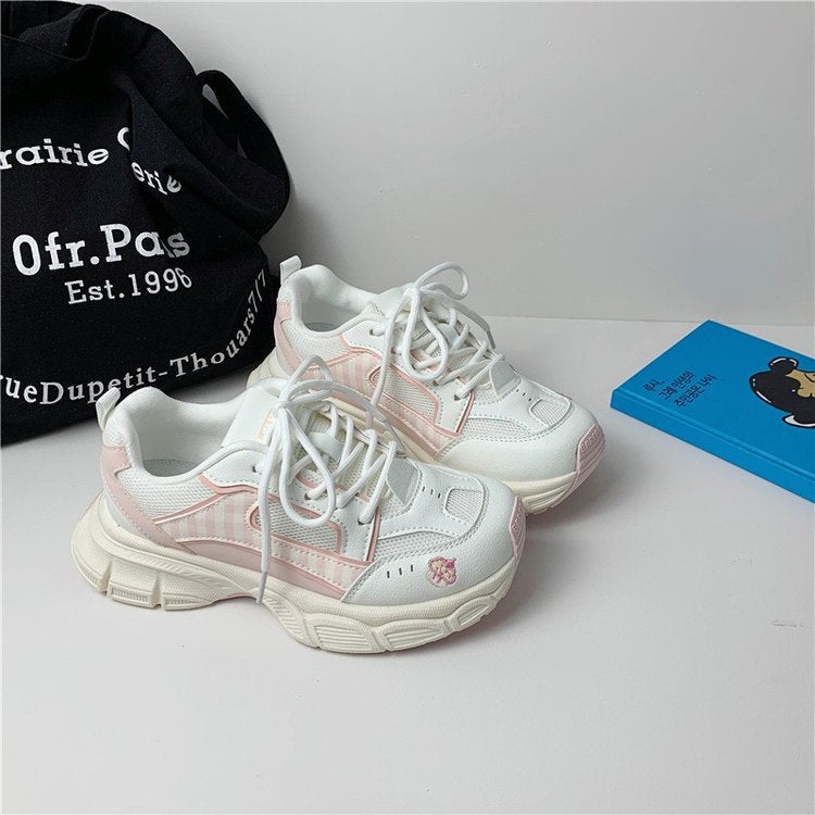 Damen modische Sneakers mit aufgepolsterter Sohle und atmungsaktiver Mesh-Oberfläche Drune