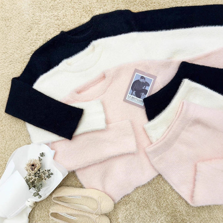 Damen Kuscheliger Flausch-Zweiteiler mit Oversize-Pullover und Minirock Drune