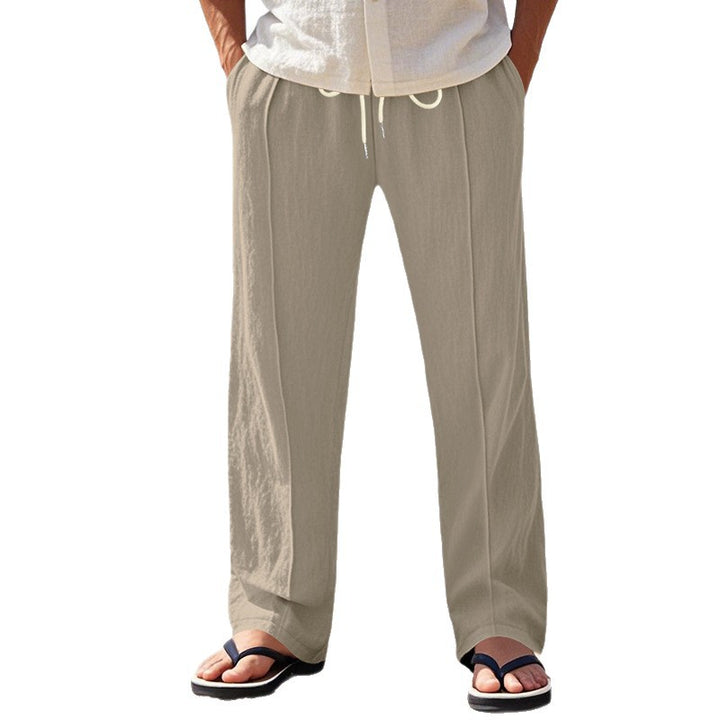 Herren nan Relax-Freizeithose mit elastischem Tunnelzugbund, dekorativer Bügelfalte und seitlichen Eingrifftaschen Drune