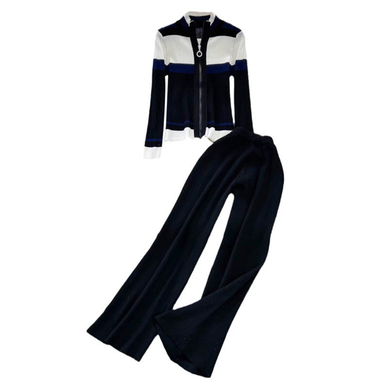 Damen sportliches Cardigan und Schlaghosen-Set Drune