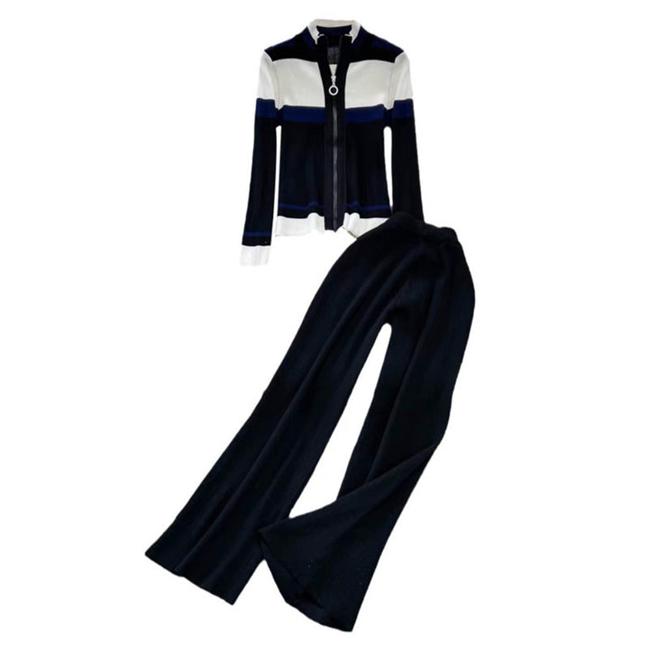 Damen sportliches Cardigan und Schlaghosen-Set Drune