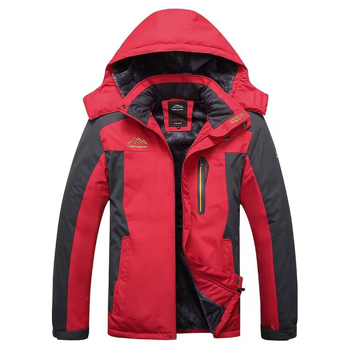 Herren Wasserdichte Thermo-Outdoorjacke mit weichem Fleece-Innenfutter und Multifunktionstaschen Drune