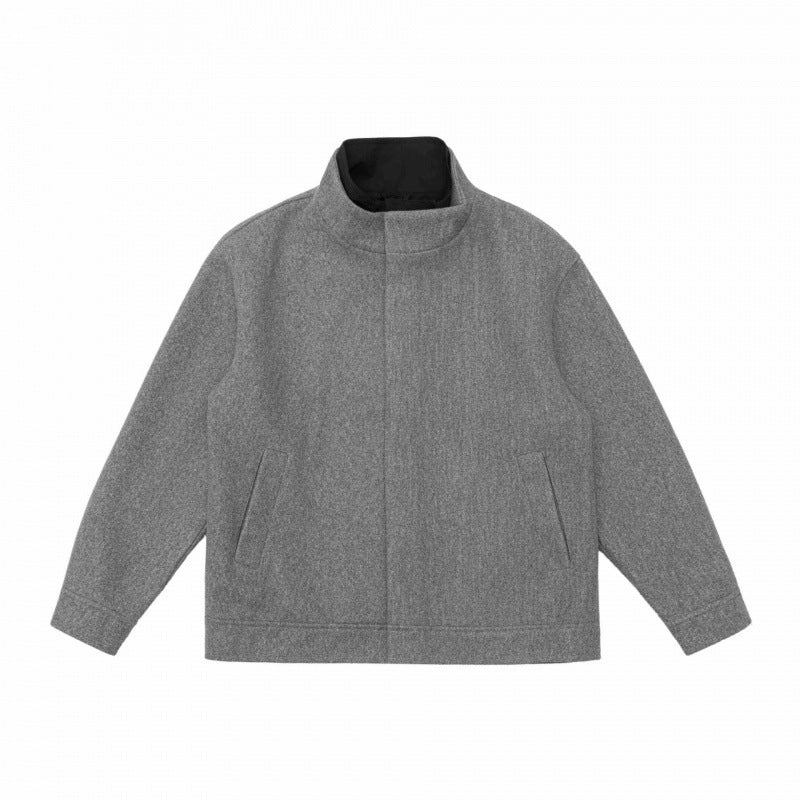 Herren Kurz geschnittene Wollmix‑Blousonjacke mit Stehkragen, verdeckter Knopfleiste und schlichter Silhouette Drune