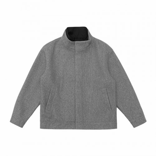 Herren Kurz geschnittene Wollmix‑Blousonjacke mit Stehkragen, verdeckter Knopfleiste und schlichter Silhouette Drune
