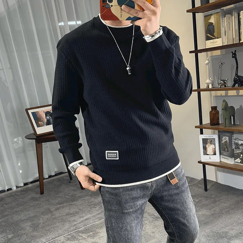 Herren Feinstrick-Ripppullover mit Rundhalsausschnitt und legerer Oversize-Passform Drune