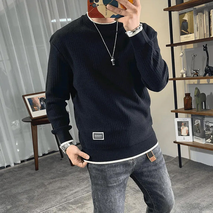 Herren Feinstrick-Ripppullover mit Rundhalsausschnitt und legerer Oversize-Passform Drune