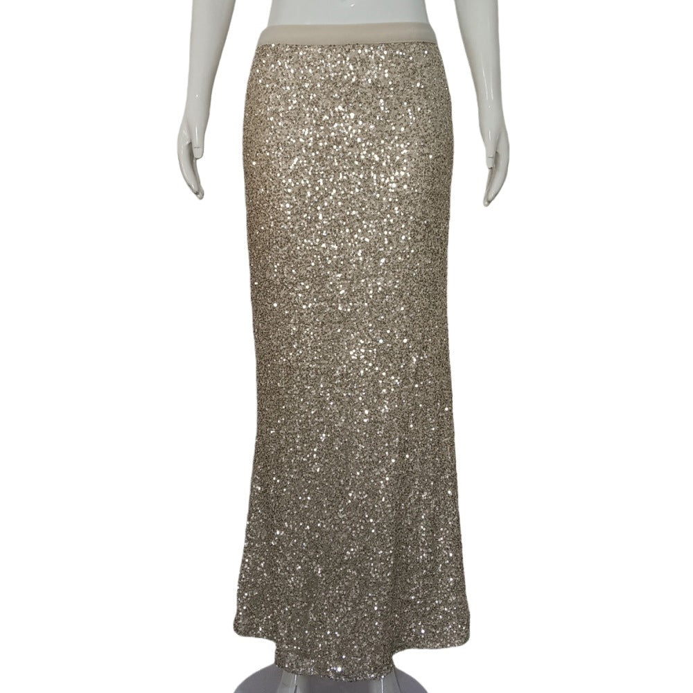 Damen Taillierter Pailletten‑Maxi‑Rock mit Stretchbund und Meerjungfrau‑Silhouette Drune