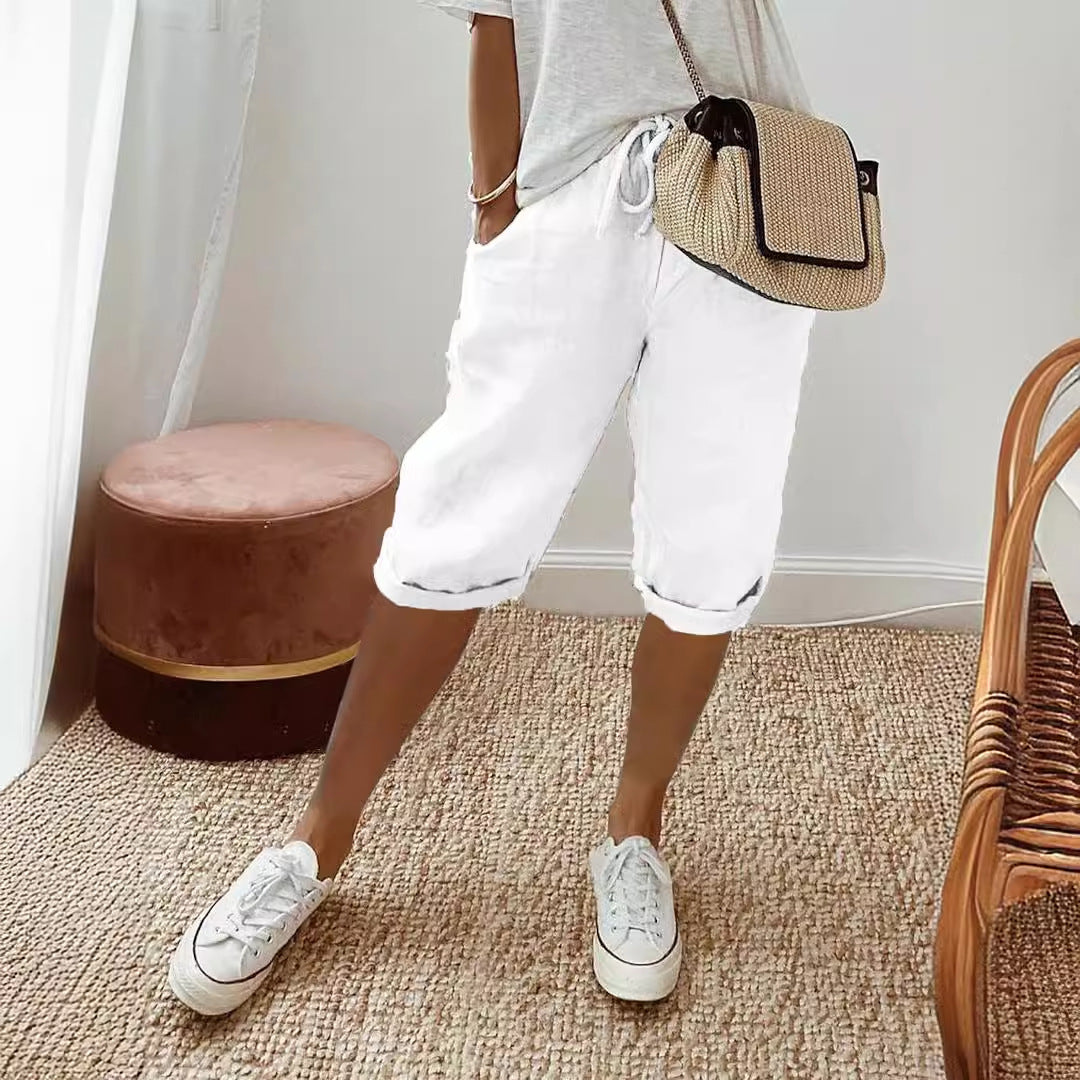 Damen Luftige Leinen Shorts Drune