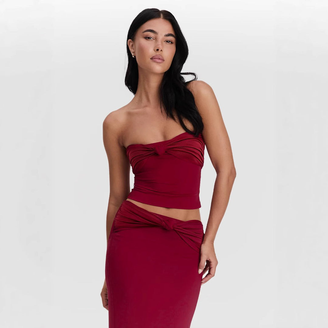 Damen Wickeloberteil mit Knotendetails und figurbetontem Design Drune