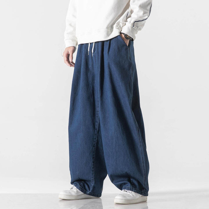 Herren Extraweite Baggy-Hose mit Tunnelzugbund und umgeschlagenem Saum Drune