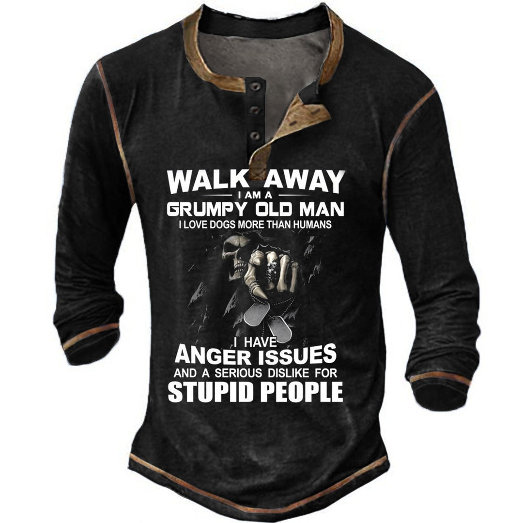 Herren Langarmshirt mit originellem Spruchdesign Drune