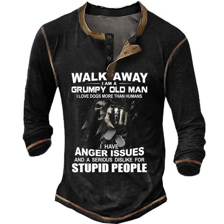 Herren Langarmshirt mit originellem Spruchdesign Drune