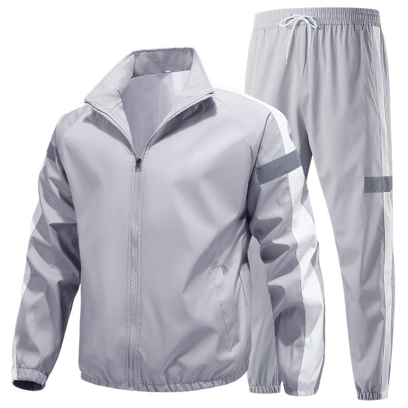 Herren Sportliches Trainingsanzug-Set mit Reißverschlussjacke, Jogginghose und reflektierenden Einsätzen Drune