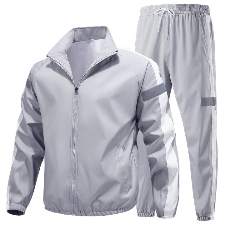Herren Sportliches Trainingsanzug-Set mit Reißverschlussjacke, Jogginghose und reflektierenden Einsätzen Drune