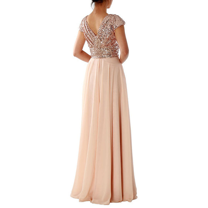 Damen Abendkleid mit funkelnden Pailletten und elegantem V-Ausschnitt Drune