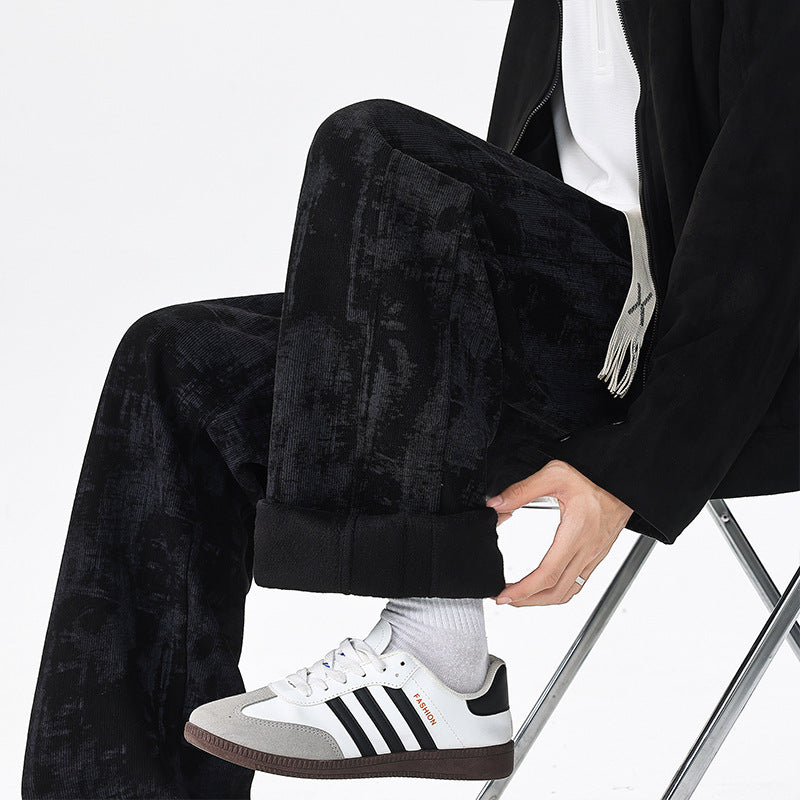 Herren Weit geschnittene Loungehose mit abstraktem Allover‑Print, elastischem Bund und Tunnelzug Drune