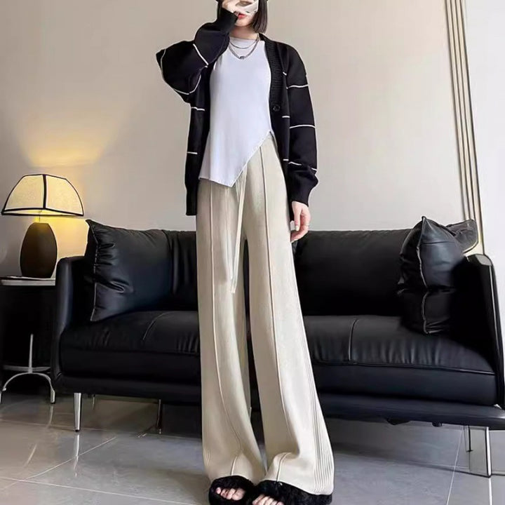 Damen Oversized Strickpullover mit breitem Streifenmuster und lässigem Schnitt Drune
