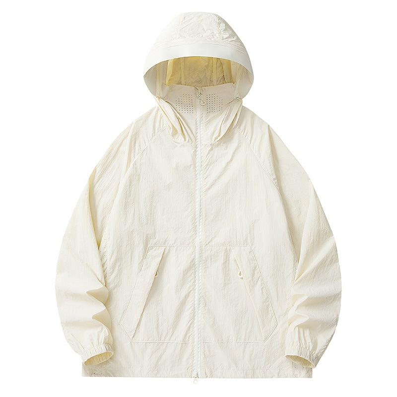 Herren Leichte wind- und wasserabweisende Kapuzenjacke mit Mesh‑Futter, Raglanärmeln & verstellbarem Saum Drune