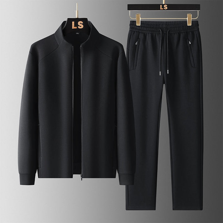 Herren Zweiteiliges sportliches Trainingsset mit Stehkragen‑Zipjacke & konischer Jogginghose Drune