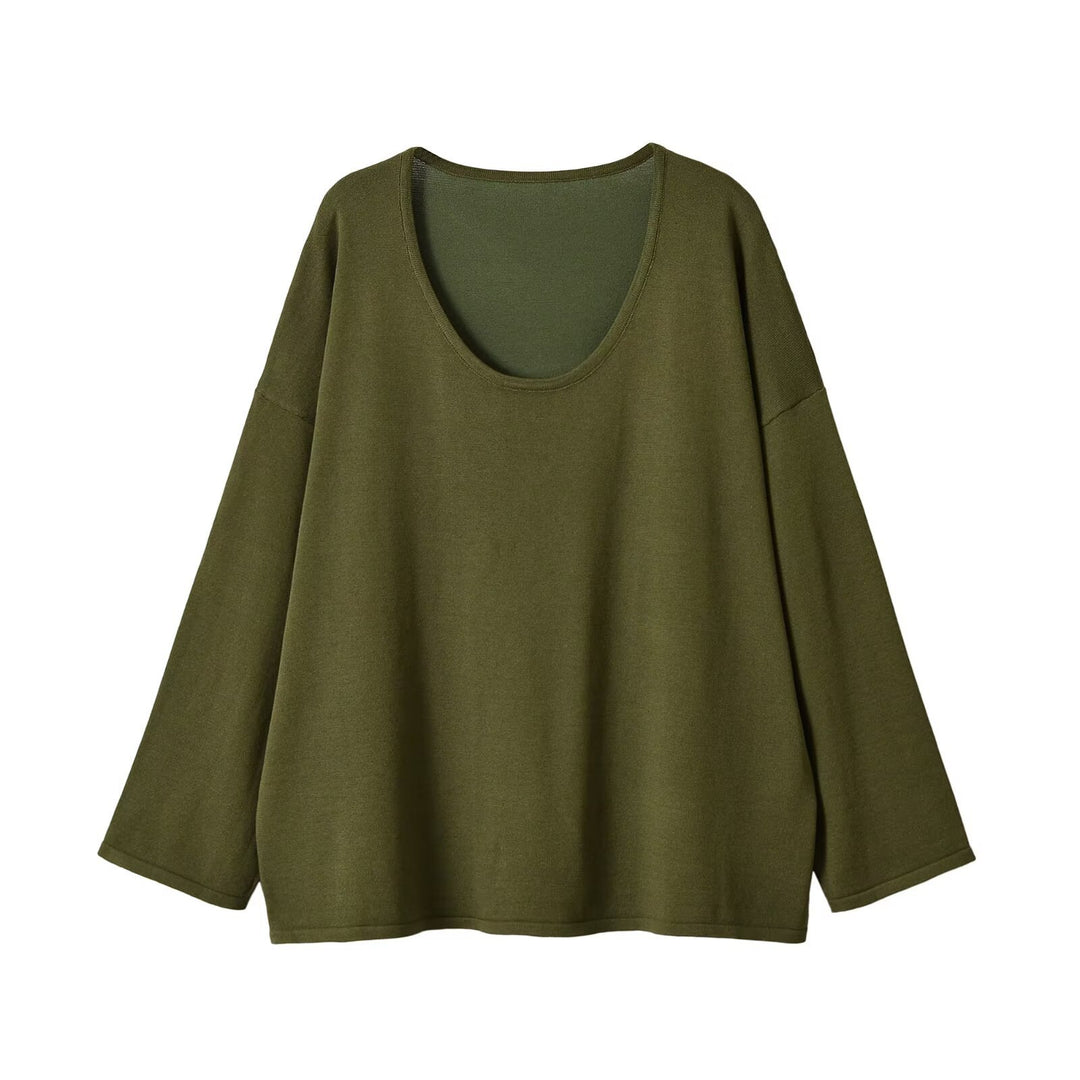 Damen Oversize Sweatshirt mit tiefem Rundhalsausschnitt und überschnittener Schulter Drune
