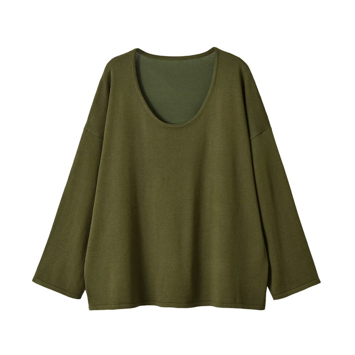 Damen Oversize Sweatshirt mit tiefem Rundhalsausschnitt und überschnittener Schulter Drune