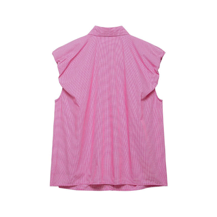 Damen Ärmellose Hemdbluse mit vertikalem Streifenmuster und durchgehender Knopfleiste Drune