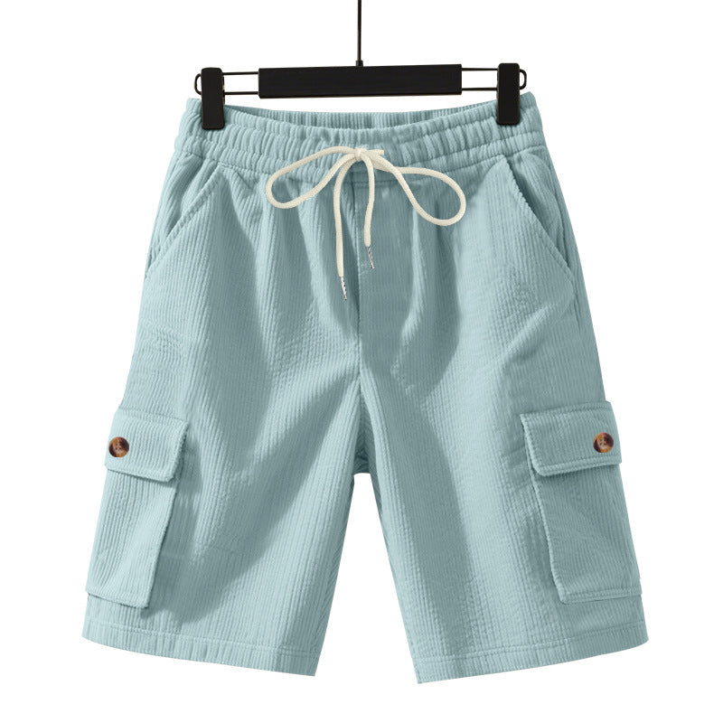 Herren nan Cord-Cargo-Shorts mit elastischem Tunnelzugbund, aufgesetzten Cargotaschen und weichem Baumwollmix Drune